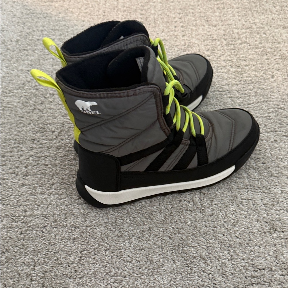 Sorel Kids' Gray and Black Boots with Neon Accents